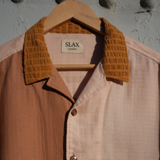 Seersucker detailing mix cotton and waffle linen shirt