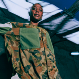 Mixed Panel Vintage Camouflage & Dead Stock Cotton Long Sleeve Shirt